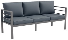 Outsunny Canapea de Grădină cu 3 Locuri cu Perne pentru Scaun și Spate, Canapea Modernă din Aluminiu și Poliester, 185x66x64 cm, Gri | Aosom Romania