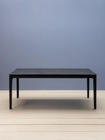 Masă de dining din lemn de mango, negru, finisaj satinat, 190×90×76 cm, „Upsilon"