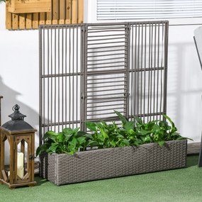 Outsunny Suport pentru plante cu trestie ghiveci rectangular din rășină împletită și oțel dim. 103L x 29l x 103H cm | Aosom Romania