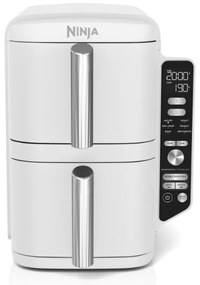 Friteuza dubla cu aer cald Ninja SL400EUWH, 2470 W, 9,5 L, 2 cosuri, 6 programe, Max Crisp, Functii Sync si Match, Alb