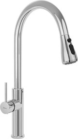 Baterie bucatarie cu dus extractibil Rea Nest crom lucios