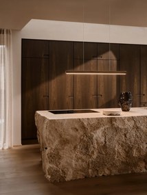 Lustra suspendata LED design liniar din lemn Akeno