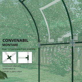 Outsunny Sera de gradina tip tunel cu ferestre si usi rulante, sera pentru plante cu invelis din PE, verde, 180x180x200cm | Aosom Romania