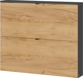 Pantofar gri antracit/în culoare naturală cu deschidere înclinată/suspendat cu aspect de lemn de stejar 100x85x19 cm Renell – Germania