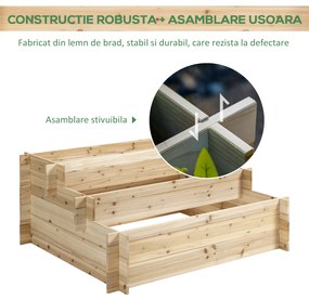 Outsunny Jardinieră Lemn 3 Nivele, Caseta de Flori pentru Grădinărit, 120x100x54cm, Design Rustic, Lemn Natural | Aosom Romania