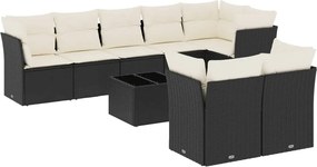 vidaXL Set mobilier de grădină cu perne, 9 piese, negru, poliratan