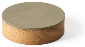 Cutie de depozitare verde-în culoare naturală din lemn și din piele ecologică cu capac, decorativă ø 11x3,5 cm Circle Nupo – LIND DNA