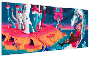 Tablou - Prinț și prințesa cu dragon (120x50 cm)