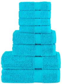vidaXL Set de prosoape premium SOLUND, 8 piese, turcoaz, 600 g/m²