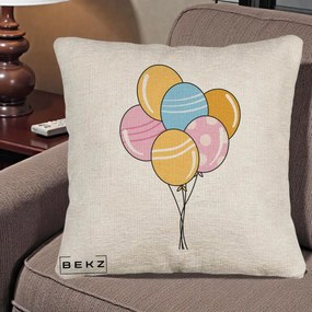 Perna Decorativa Baloane Petrecere, 40x40 cm, Bej Canapea, Husa Detasabila, Perna Inclusa, BEKZ®