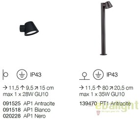 Stalp iluminat exterior modern IP43 GAS PT1 ANTRACITE 139470