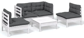 3096179 vidaXL Set mobilier grădină cu perne, 5 piese, lemn masiv de pin