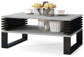 GOKEE Beton Deschis la culoare Atelier / negru mat, măsuță de cafea cu raft