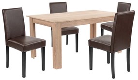 Set de masă Leon 4+1, stejar Sonoma-maro