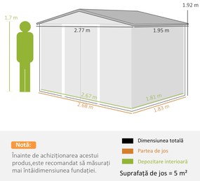 Outsunny Magazie de Grădină din Oțel cu 2 Uși Glisante, Maro | Aosom Romania