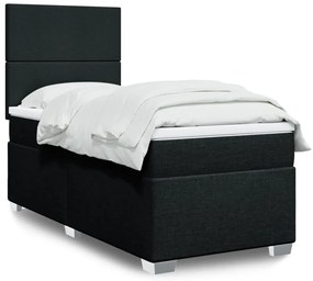 vidaXL Pat box spring cu saltea, negru, 80x200 cm, textil