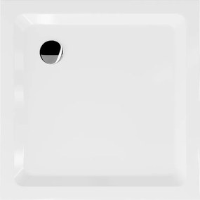 Mexen Flat tava de duș pătrată slim 90 x 90 cm, albă, sifon cromat - 40109090