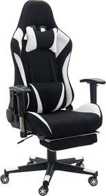 Scaun gaming alb din stofa cu suport de picioare, ergonomic si reglabil OFF 296