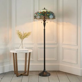 Endon 64069 - Lampă de podea Tiffany DRAGONFLY, 2xE27/60W/230V, Ø 50 cm