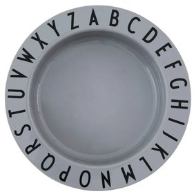 Farfurie adâncă pentru copii Design Letters Eat &amp; Learn, ø 15,5 cm, gri