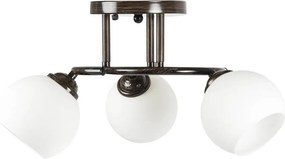 Lustra Ramona Wenge cu 3 Abajururi Albe 44cm, Design Modern pentru Sufragerie, corp iluminat elegant cu soclu E27 eficient energetic si durabil
