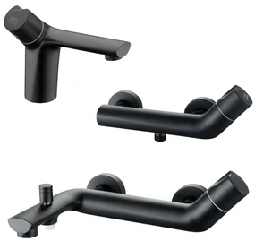 Set Baterii sanitare baie CasaBlanca LYRA negru - cu actionare unica