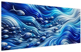 Tablou – Pești în valuri (120x50 cm)