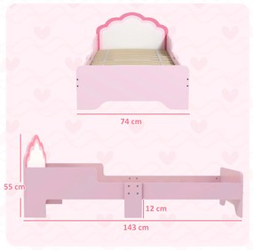 ZONEKIZ Pat pentru copii 3-6 ani 143 x 74 x 55 cm design nor somier cu lamele inclus cameră modernă roz | Aosom Romania