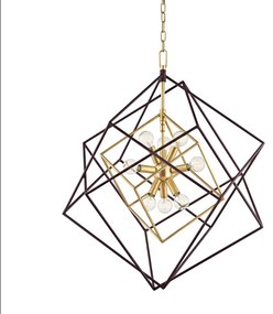 Lustra suspendata LUX design geometric ROUNDOUT alama antichizata, cu 9 surse de lumina