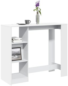 vidaXL Masă de bar cu raft, alb, 124x46x103,5 cm, lemn prelucrat