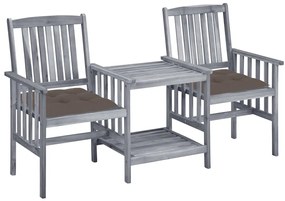 vidaXL Scaune de grădină cu masă de ceai și perne, lemn masiv acacia