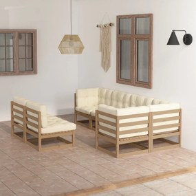 3076657 vidaXL Set mobilier de grădină cu perne, 7 piese, lemn masiv de pin