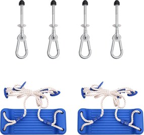 vidaXL Scaune leagăn 2 buc. cu pietre de cățărare albastru polietilenă