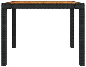 Set mobilier de exterior cu perne, 3 piese, negru, poliratan negru si maro, Lungime masa 90 cm, 3