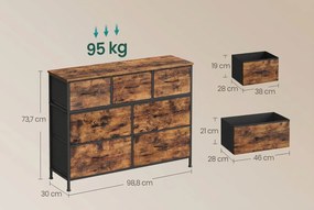 Comoda cu sertare textile TORVANI, rustic maro/negru