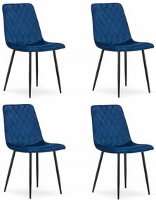 Set 4 Scaune Bucatarie/Dining Clay Catifea Albastre