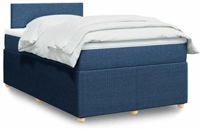 vidaXL Pat box spring cu saltea, albastru, 120x190 cm, material textil