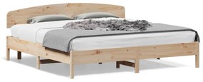 3207193 vidaXL Cadru pat cu tăblie 200x200 cm, lemn masiv de pin
