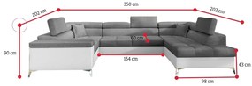 Supermobel Canapea extensibilă în formă de U THIAGO, 350x90x202, monolith 77, dreapta