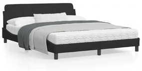 Cadru de pat cu tăblie, negru, 160x200 cm, catifea