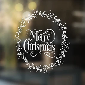 Sticker Autocolant Decorativ "Merry Christmas", 48x48 cm, Alb, Oracal
