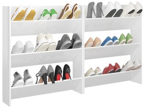 Pantofare de perete, 2 buc., alb extralucios, 80x18x90 cm, PAL 2, Alb foarte lucios, 80 x 18 x 90 cm, 1, 2