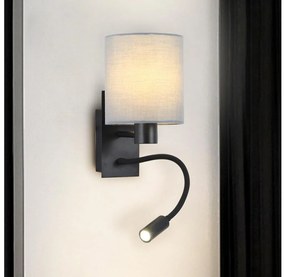 Lampă LED flexibilă de perete Brilagi 1xE27/25W/230V + LED/3W negru/gri