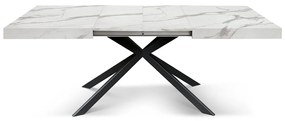 Masa extensibila SPIDER, blat ALB MARMORAT - 140 cm / 90 / h 77 - NEGRU