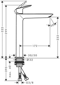 Baterie lavoar inalta crom Hansgrohe, Logis Fine 240