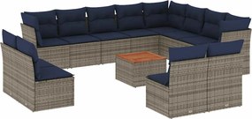 vidaXL Set mobilier de grădină cu perne, 13 piese, gri, poliratan