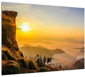 Tablou pe sticlă - Ceața de dimineață în vale (70x50 cm)