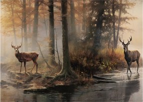 Tablou pe sticlă - Vintage pictura wildlife (70x50 cm)