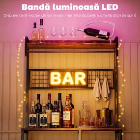 HOMCOM Scaffale Bucătărie Con Prize E Led, Struttura In Oțel, Marrone Rustic | Aosom Romania