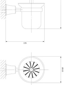 Perie de toaletă de perete OMNIRES AL53620CR ART LINE crom lucios